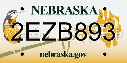 2EZB893 Nebraska License Plate