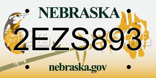 2EZS893 Nebraska License Plate