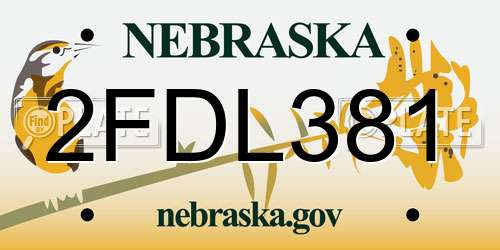 2FDL381 Nebraska License Plate