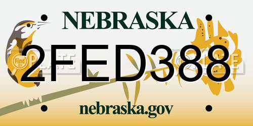 2FED388 Nebraska License Plate
