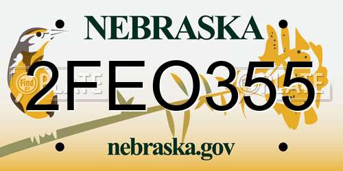 2FEO355 Nebraska License Plate