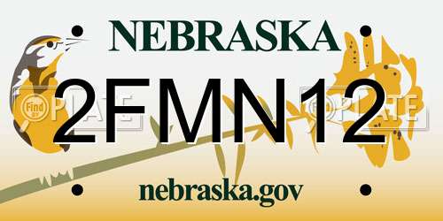 2FMN12 Nebraska License Plate