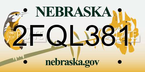 2FQL381 Nebraska License Plate