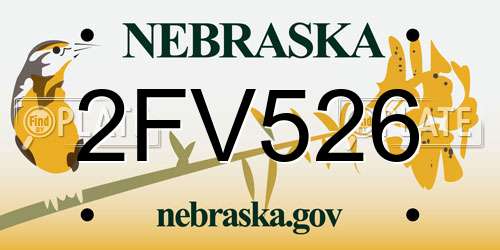 2FV526 Nebraska License Plate