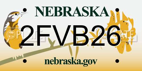 2FVB26 Nebraska License Plate