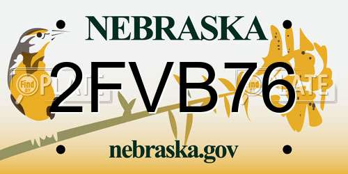 2FVB76 Nebraska License Plate