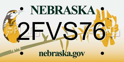 2FVS76 Nebraska License Plate
