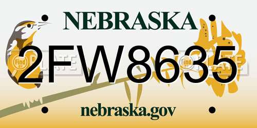 2FW8635 Nebraska License Plate