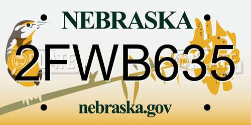 2FWB635 Nebraska License Plate
