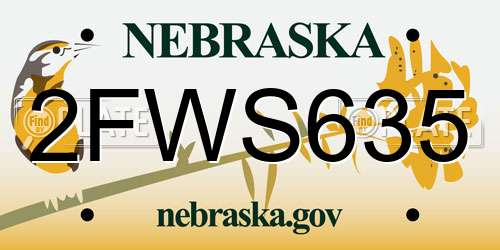2FWS635 Nebraska License Plate