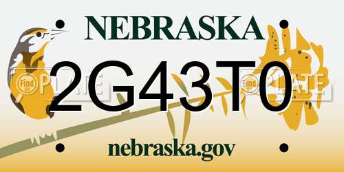 2G43T0 Nebraska License Plate