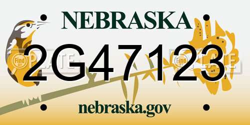 2G47123 Nebraska License Plate