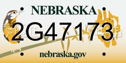 2G47173 Nebraska License Plate