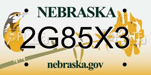 2G85X3 Nebraska License Plate