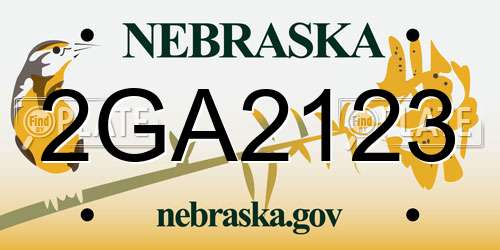 2GA2123 Nebraska License Plate