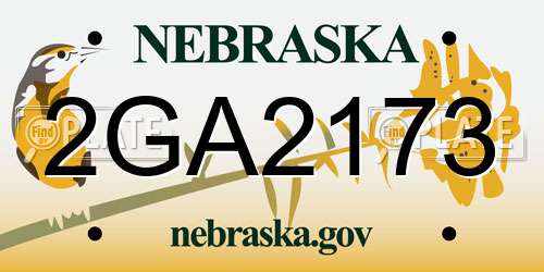 2GA2173 Nebraska License Plate