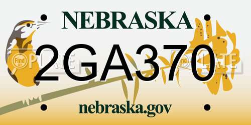 2GA370 Nebraska License Plate
