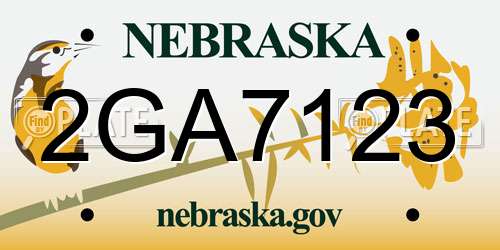 2GA7123 Nebraska License Plate