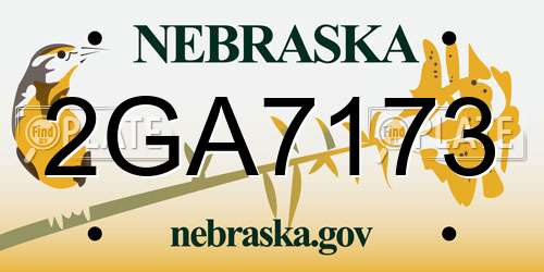 2GA7173 Nebraska License Plate