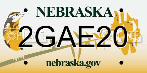 2GAE20 Nebraska License Plate