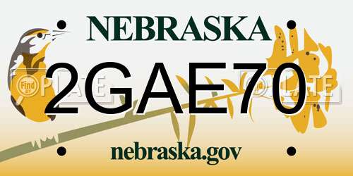 2GAE70 Nebraska License Plate