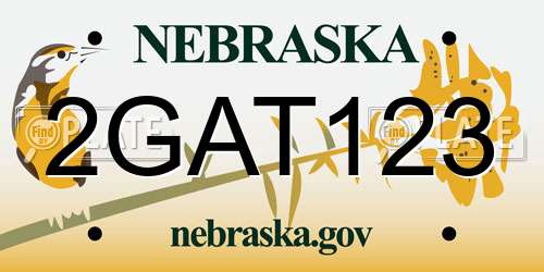 2GAT123 Nebraska License Plate