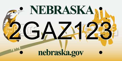 2GAZ123 Nebraska License Plate