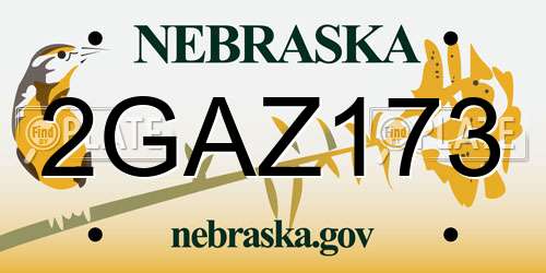 2GAZ173 Nebraska License Plate