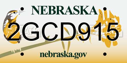 2GCD915 Nebraska License Plate