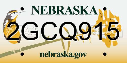 2GCQ915 Nebraska License Plate