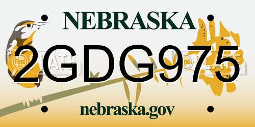 2GDG975 Nebraska License Plate