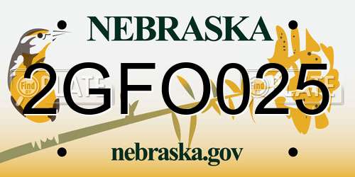 2GFO025 Nebraska License Plate