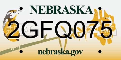 2GFQ075 Nebraska License Plate