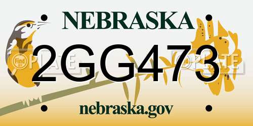 2GG473 Nebraska License Plate