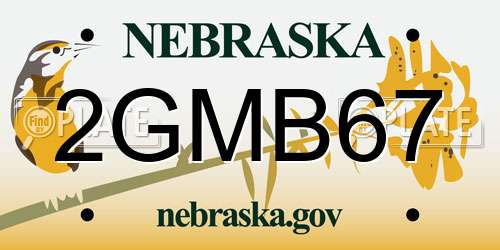 2GMB67 Nebraska License Plate