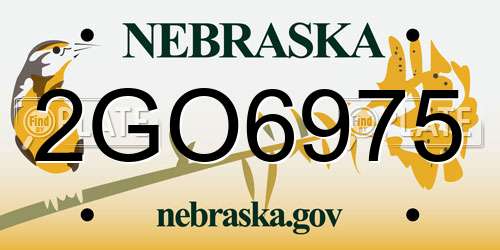 2GO6975 Nebraska License Plate