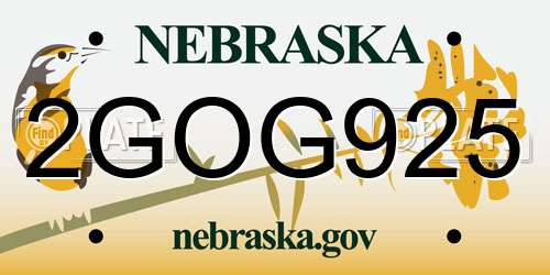 2GOG925 Nebraska License Plate