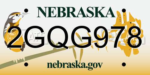 2GQG978 Nebraska License Plate