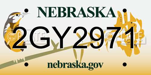 2GY2971 Nebraska License Plate