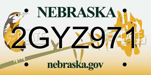 2GYZ971 Nebraska License Plate
