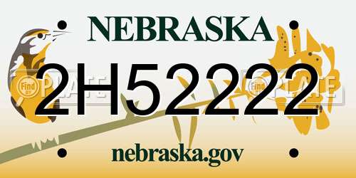 2H52222 Nebraska License Plate