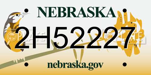 2H52227 Nebraska License Plate