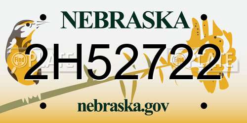 2H52722 Nebraska License Plate