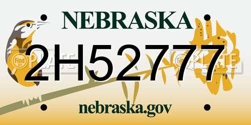 2H52777 Nebraska License Plate