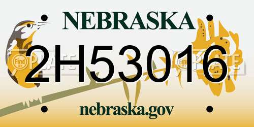 2H53016 Nebraska License Plate