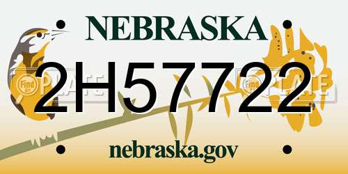 2H57722 Nebraska License Plate