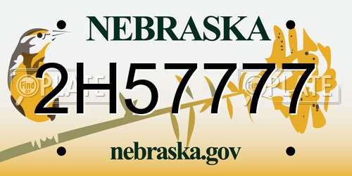 2H57777 Nebraska License Plate
