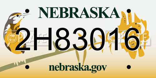 2H83016 Nebraska License Plate