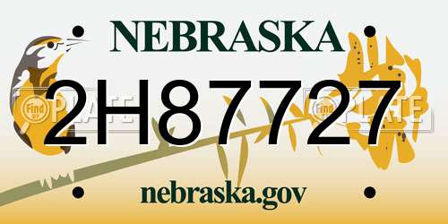 2H87727 Nebraska License Plate