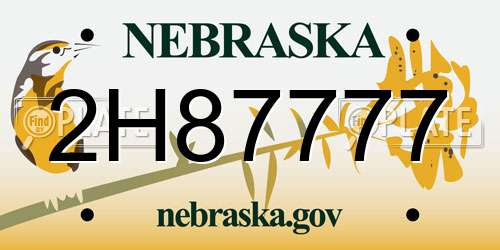 2H87777 Nebraska License Plate